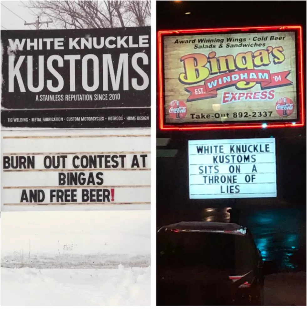The Hilarious Sign Wars Between 2 Businesses Continues in Windham